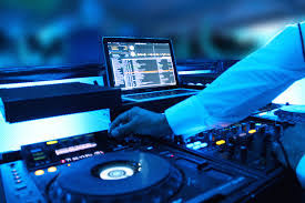 dj working in blue